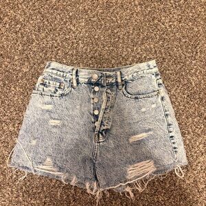 Pacsun Ultra High Rise Vintage Short Blue Ripped Denim Shorts
